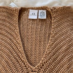 A/X ARMANI EXCHANGE knit short sleeve top in neutral tan scoop neck size Small